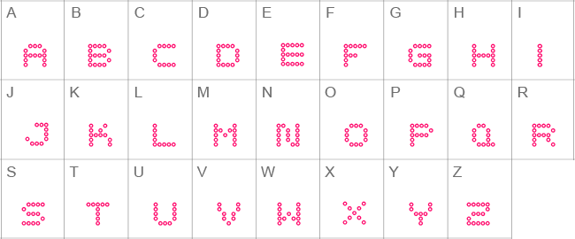 5x5 Dots Outline Upper Case